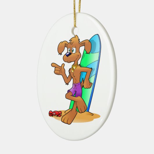 SURFER DOG KERAMISCH ORNAMENT (Links)