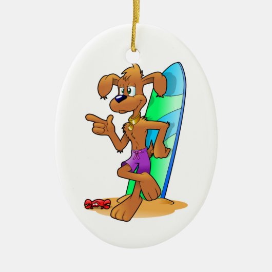 SURFER DOG KERAMISCH ORNAMENT (Voorkant)
