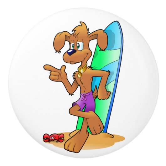 SURFER DOG KERAMISCHE KNOP (Voorkant)