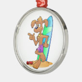 SURFER DOG METALEN ORNAMENT (Links)