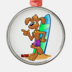 SURFER DOG METALEN ORNAMENT
