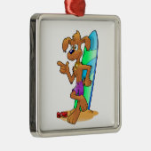 SURFER DOG METALEN ORNAMENT (Rechts)
