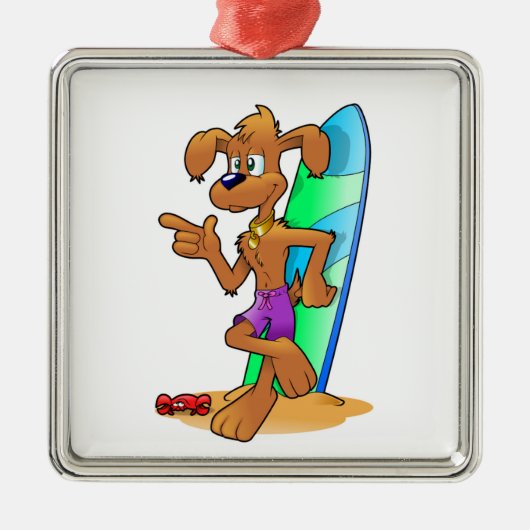SURFER DOG METALEN ORNAMENT (Voorkant)