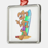 SURFER DOG METALEN ORNAMENT (Links)