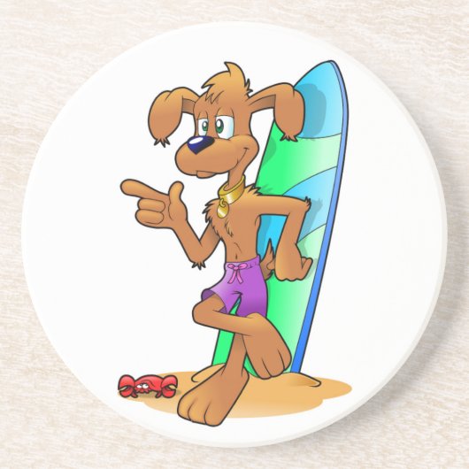 SURFER DOG ZANDSTEEN ONDERZETTER (Voorkant)
