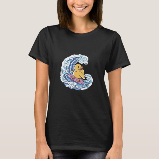 Surfer Duck Waves Surf Fun T-shirt (Voorkant)