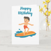 Surfer Dude Happy Birthday Kaart (Gele Bloem)