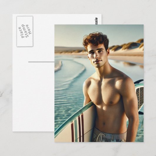 Surfer Dude op het strand Briefkaart (Voorkant / Achterkant)