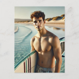 Surfer Dude op het strand Briefkaart
