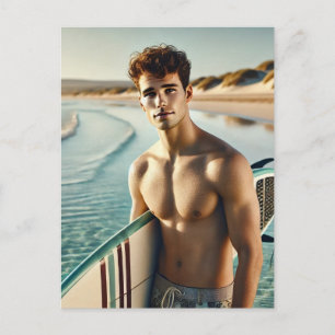Surfer Dude op het strand Briefkaart
