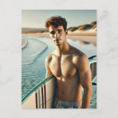 Surfer Dude op het strand Briefkaart (Voorkant)
