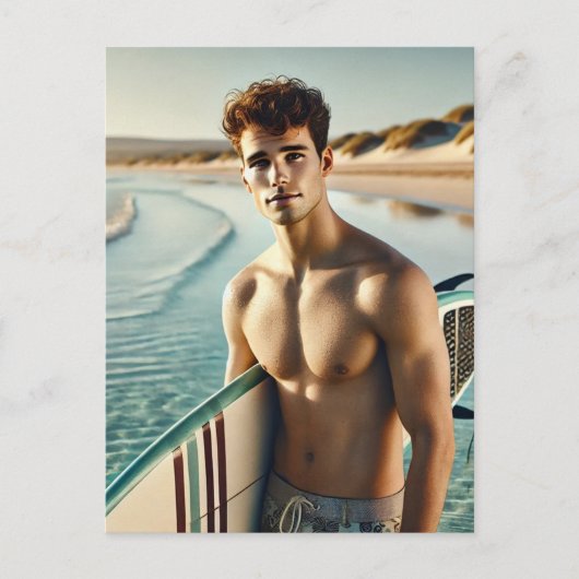 Surfer Dude op het strand Briefkaart (Voorkant)