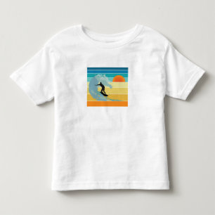 Surfer Dude Vintage Zonsondergang Kinder Shirts
