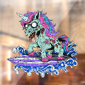 Surfer Eenhoorn Zombie Raamsticker (Vel 2)