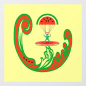 Surfer en Skydiver in Melon Water Raamsticker (Vel)