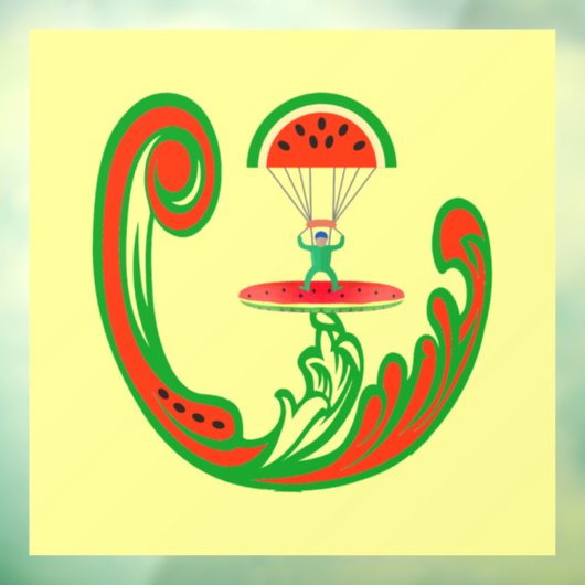 Surfer en Skydiver in Melon Water Raamsticker (Vel 3)