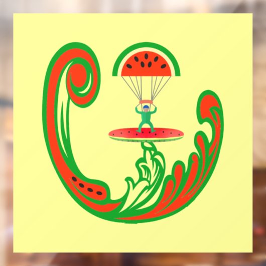 Surfer en Skydiver in Melon Water Raamsticker (Vel 2)