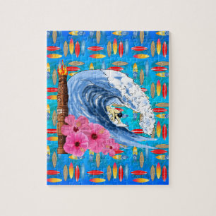 Surfer en Standbeeld Tiki Legpuzzel