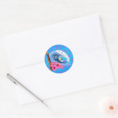 Surfer en Standbeeld Tiki Ronde Sticker (Envelop)