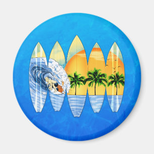 Surfer en surfplanken magneet