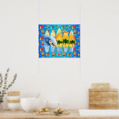 Surfer en surfplanken poster (Keuken)