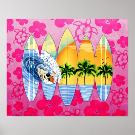 Surfer En Surfplanken Poster (Voorkant)