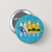 Surfer en surfplanken ronde button 5,7 cm (Voorkant /achterkant)