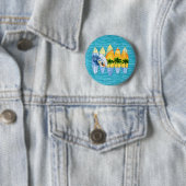 Surfer en surfplanken ronde button 5,7 cm (In situ)