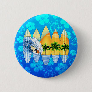 Surfer en Surfplanken Ronde Button 5,7 Cm
