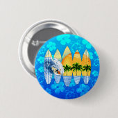 Surfer en Surfplanken Ronde Button 5,7 Cm (Voorkant /achterkant)