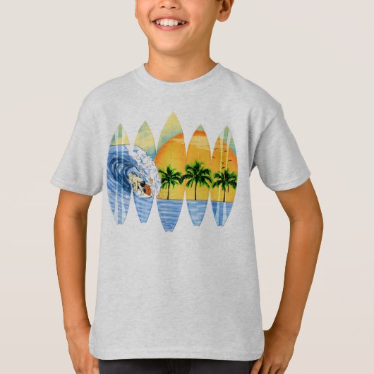Surfer en surfplanken t-shirt (Voorkant)
