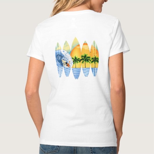Surfer en surfplanken t-shirt (Achterkant)