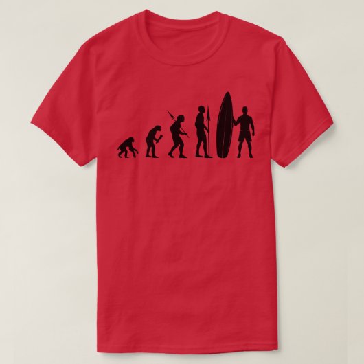 Surfer Evolution Surfen T-shirt (Design voorkant)