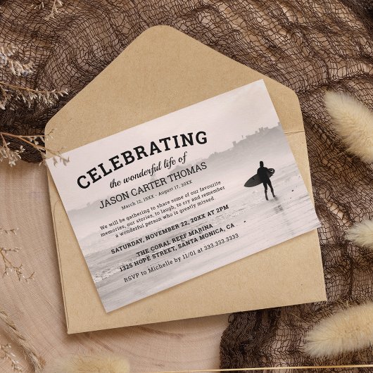 Surfer Funeral | Viering van het leven Kaart