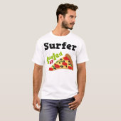 Surfer (Funny) Pizza T Shirt (Voorkant volledig)