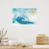 Surfer | Geluk komt in Waves Inspirerend Poster (Keuken)