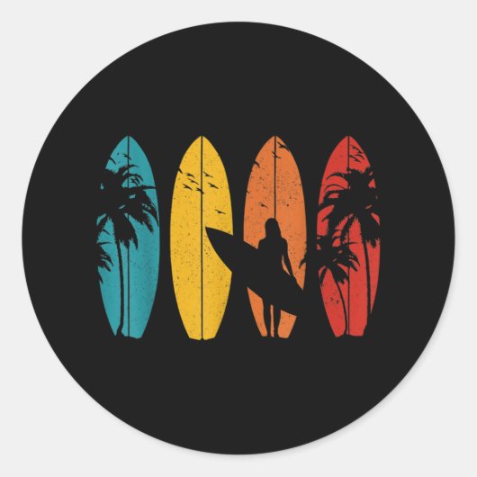 Surfer Gift  Surfred Surf Board Beach Ronde Sticker (Voorkant)