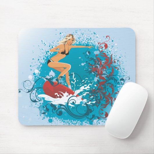 Surfer Girl 1 Mousepad Muismat (Met muis)