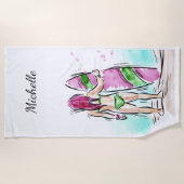 Surfer Girl aangepaste badhanddoek (Voorkant)