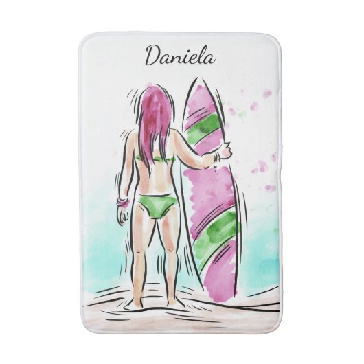 Surfer Girl aangepaste badmatten (Voorkant Verticaal)