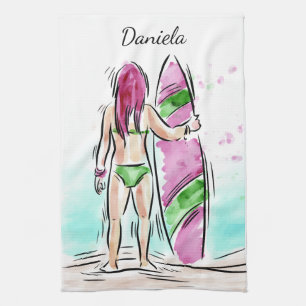 Surfer Girl aangepaste handdoek
