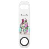Surfer Girl Aangepaste naam flesopening Speed Flessenopener (Achterkant)