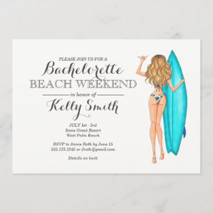 Surfer Girl Bachelorette Kaart