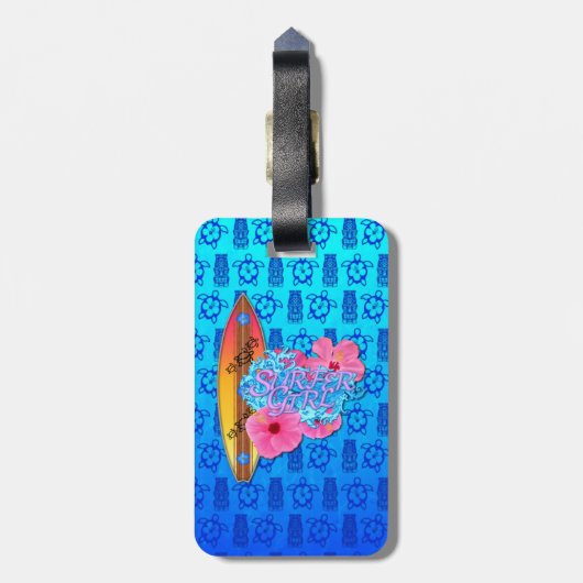 Surfer Girl Bagagelabel (Achterkant verticaal)