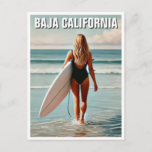 Surfer Girl Baja California Briefkaart (Voorkant)