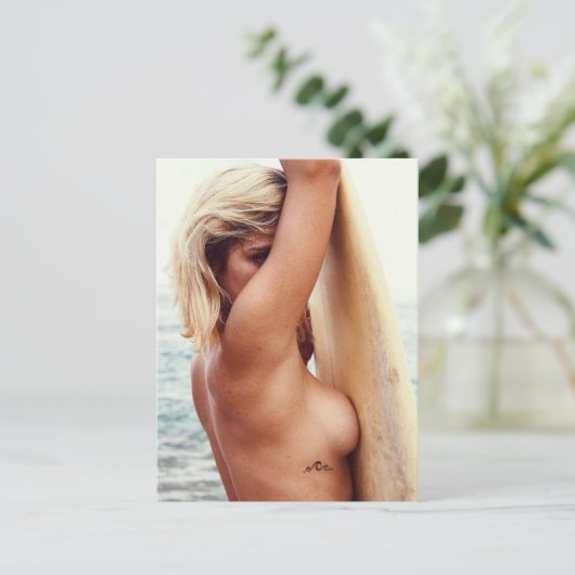 Surfer girl ☆ Beach Babe ☆ Postcard Briefkaart (Staand voorkant)