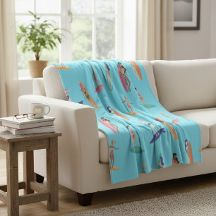 Surfer Girl Beach Fleece Deken