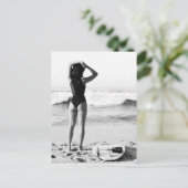 Surfer Girl black & white foto Briefkaart (Staand voorkant)