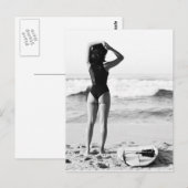 Surfer Girl black & white foto Briefkaart (Voorkant / Achterkant)