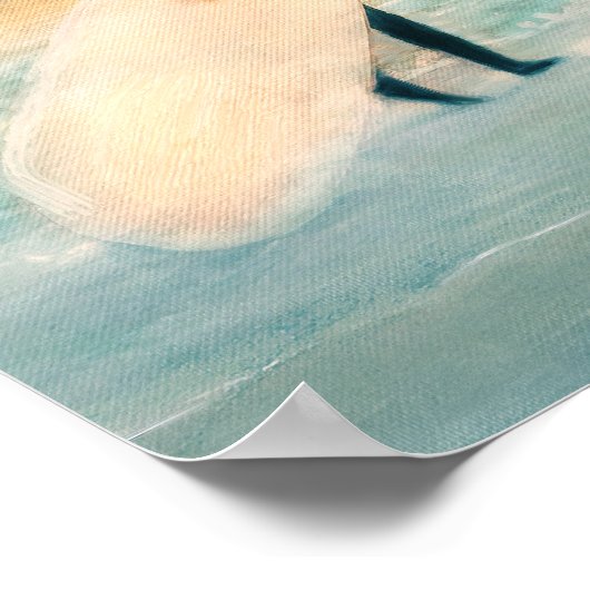 Surfer Girl Blue Waves Poster (Hoek)